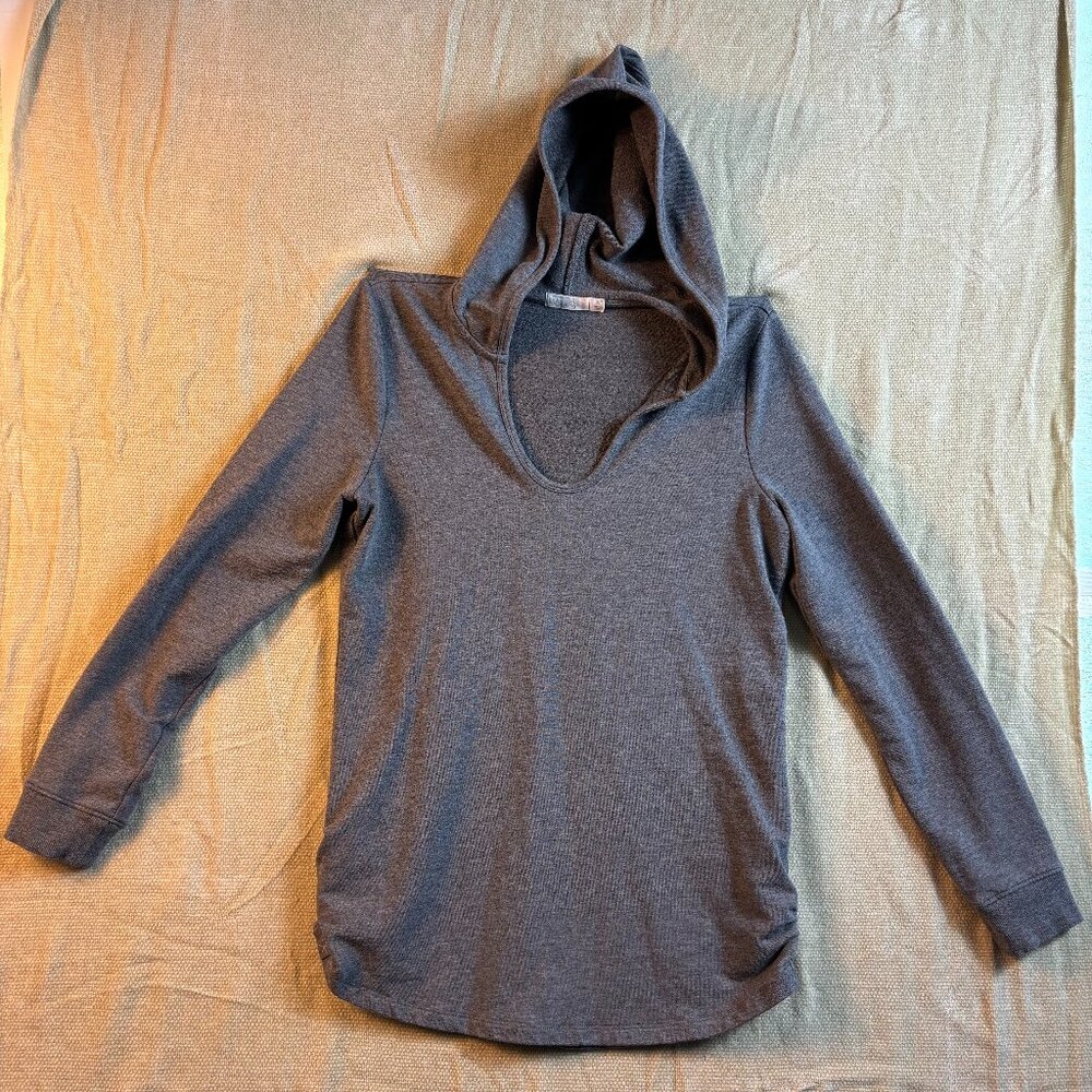 Barefoot Dreams Malibu Hoodie Ruched Side Soft Lounge Gray‎ Small